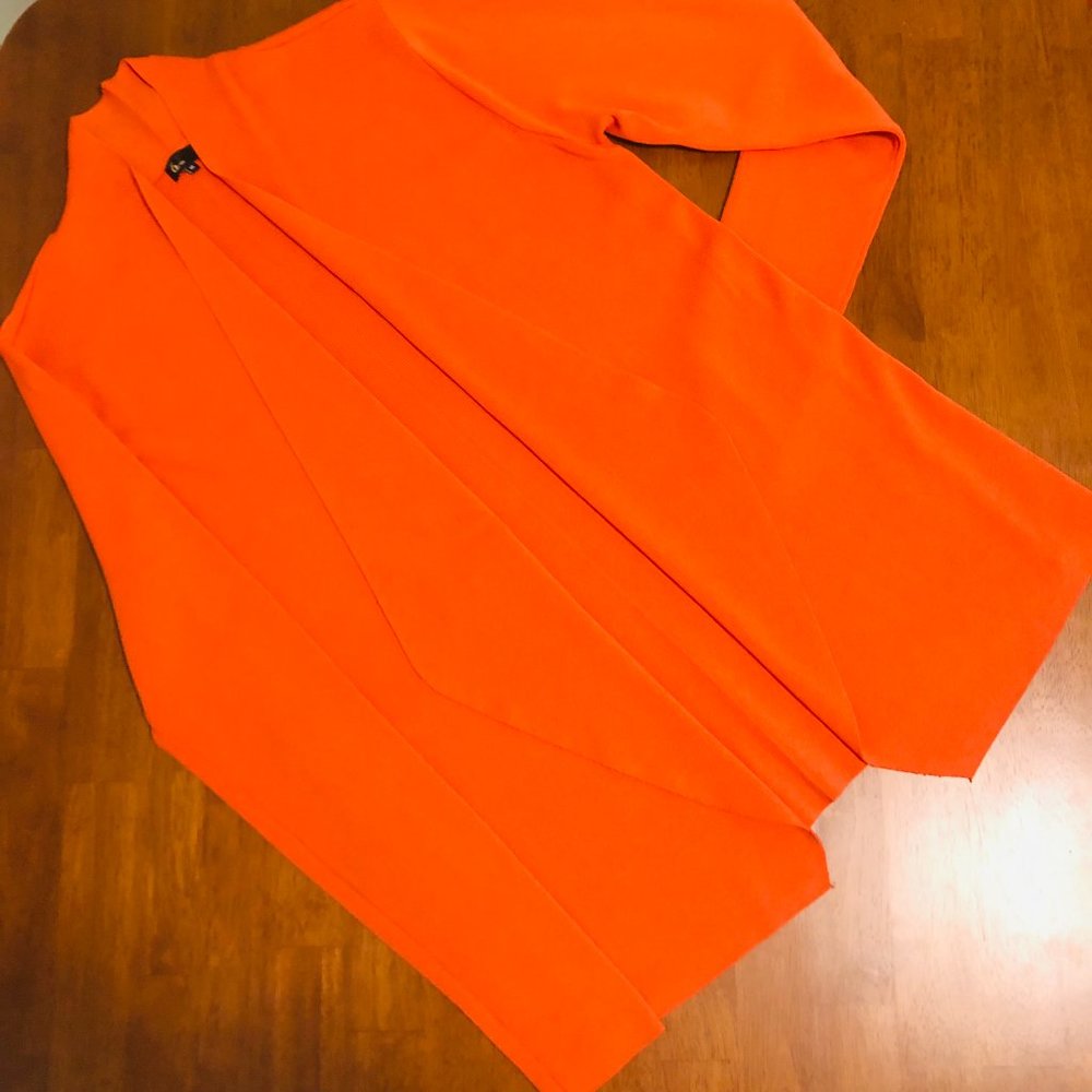 Draped Front Orange Cardigan trendy style Size M - Picture 5 of 6